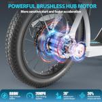 Caroma 819W Foldable Electric Scooter Adults, 20" Fat Tire Electric Bike with 500Wh Battery, Up to 30Miles & 20MPH, Adult Electric Bicycles for Commuting with Basket&Adjustable Seat