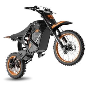 Windone RM7 Electric Dirt Bike, 2200W Peak Ebike, 48V 22.5Ah Up to 37MPH & 45-Mile Electric Motorcycle, 14"/12" Off-Road Tire E-Bike, Dual Hydraulic Brakes, Full Suspension, Black & Orange