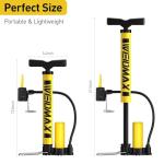 Bike Pump Portable, Bike Tire Pump, Bicycle Hand Air Pump with Presta and Schrader, Ball Pump Inflator Bicycle Floor Pump Suitable for Baby Stroller Tires, Balls, Road and Mountain Bikes