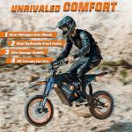 Windone RM7 Electric Dirt Bike, 2200W Peak Ebike, 48V 22.5Ah Up to 37MPH & 45-Mile Electric Motorcycle, 14"/12" Off-Road Tire E-Bike, Dual Hydraulic Brakes, Full Suspension, Black & Orange
