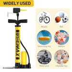 Bike Pump Portable, Bike Tire Pump, Bicycle Hand Air Pump with Presta and Schrader, Ball Pump Inflator Bicycle Floor Pump Suitable for Baby Stroller Tires, Balls, Road and Mountain Bikes