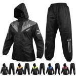 BYKR Waterproof Outdoors Motorcycle Rain Suits for Men & Women Cycling 2-Piece Breathable & Windproof Wet Weather Protection Motocross Rain Gear Reflective Rainwear All Sports Riding Rainsuit Grey M