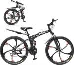 Omelaza 26 Inch Folding Mountain Bike with High Carbon Steel, 21 Speed City Bike with Dual Suspension, Folding Bicycle for Adults Men and Women