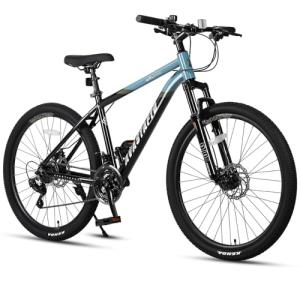 AVASTA 26-inch Mountain Bike for Man Male and Woman Female Adult with Lightweight Aluminum Alloy Frame and Dual Disc Brakes,Front Suspension,21-Speed Gear Shifters,Hidden Brake Cables,Blue