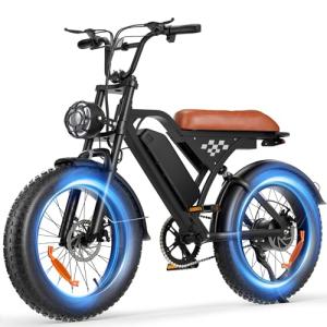 Flydone Electric Bike for Adults,16"/20" Fat Tire 1500W 55+ Miles Full Suspension ebikes for Adults,Bright Headlight Long Seat 20-28mph Commuting E Bike,All-Terrain Electric Dirt Bike for Teens