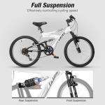 WEIZE Kids Mountain Bike, 20 inch Kids' Bicycles for 6-10 Years Old Boys Girls with Dual Full Suspension, 6 Speeds Drivetrain, High-Carbon Steel Frame,White