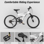 WEIZE Kids Mountain Bike, 20 inch Kids' Bicycles for 6-10 Years Old Boys Girls with Dual Full Suspension, 6 Speeds Drivetrain, High-Carbon Steel Frame,White