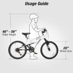 WEIZE Kids Mountain Bike, 20 inch Kids' Bicycles for 6-10 Years Old Boys Girls with Dual Full Suspension, 6 Speeds Drivetrain, High-Carbon Steel Frame,White