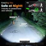2026 Upgrade 10000 Lumen Super Bright Bike Light Taillight for Night Riding,6 LED 8000 mAh Rechargeable Bicycle Headlight Runtime 72+hr,10 Mode,2 Aluminum Bracket,Waterproof Bike Headlight for Cycling