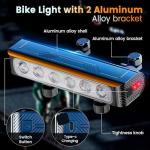 2026 Upgrade 10000 Lumen Super Bright Bike Light Taillight for Night Riding,6 LED 8000 mAh Rechargeable Bicycle Headlight Runtime 72+hr,10 Mode,2 Aluminum Bracket,Waterproof Bike Headlight for Cycling