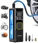 Tire Inflator Portable Air Compressor, 150 PSI Cordless Air Pump for Car Tires with Digital Pressure Gauge, 3X Faster Tire Pump for Cars, Motorcycle, Bicycle, Balls with LED Light, Auto Shut-Off