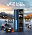 Tire Inflator Portable Air Compressor, 150 PSI Cordless Air Pump for Car Tires with Digital Pressure Gauge, 3X Faster Tire Pump for Cars, Motorcycle, Bicycle, Balls with LED Light, Auto Shut-Off