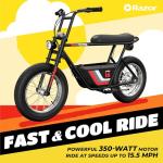 Razor Rambler 16 – 36V Electric Minibike with Retro Style, Up to 15.5 MPH, Up to 11.5 Miles Range, Wide, Rugged 16" Air-Filled Tires, Powerful 350 Watt Hub-Driven Motor