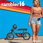 Razor Rambler 16 – 36V Electric Minibike with Retro Style, Up to 15.5 MPH, Up to 11.5 Miles Range, Wide, Rugged 16" Air-Filled Tires, Powerful 350 Watt Hub-Driven Motor