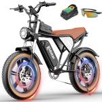 Ridstar Electric Bike for Adults Q20, 2000/1500W, 37/30MPH,52V 40AH,48V/20AH E-Bike,30-180 Miles Electric Motorcycle, 20" Fat Tire Dirt Bike, UL2849 All Terrain for Mountains, Snow, Sand, Road