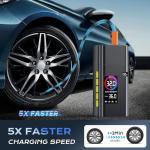 180psi Tire Inflator Portable Air Compressor,26000mah Air Pump For Car Tires,5x Fast Bicycle Pump With Digital Lcd Pressure Gauge/Led Light/Power Bank, Bike, Motorcycle, Ball-1pcs