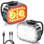 WOCBUY Bike Lights, Ultra-Slim & Lightweight Rechargeable Bicycle Lights Set, [5+6 Modes] Dual USB-C Bike Lights Front and Back, IP65 Waterproof Bicycle Lights for Night Riding Road Mountain Cycling