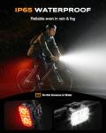 WOCBUY Bike Lights, Ultra-Slim & Lightweight Rechargeable Bicycle Lights Set, [5+6 Modes] Dual USB-C Bike Lights Front and Back, IP65 Waterproof Bicycle Lights for Night Riding Road Mountain Cycling
