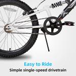 JOYSTAR Contender 20 Inch Kids Bike for Boys & Girls Ages 7-13 Years 20" Mountain Bike with Full Dual-Suspension Steel Frame and 1-Speed Drivetrain with Kickstand Black