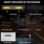 Heeykeey Bike Light for Night Riding, 1500 Lumens High&Low Beam Front Light, OLED Display USB-C Rechargeable Bicycle Light, IPX6 Waterproof Ebike Headlight with Tail Light for MTB,Off-Road,City Riding