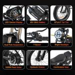 HAPPYRUN Electric Bike for Adults,2000W 48V38Ah Detachable Dual Battery Ebike for Adults 85+ Mile 36MPH Top Speed E Bike All Terrain 20" Fat Tire Electric Dirt Bike G70