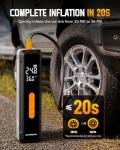 NEVERLAND Tire Inflator Portable Air Compressor - with 20000mAh Battery, 150 PSI Air Pump For Car Tires, 12V DC Electric Bike Tire Pump with Pressure Gauge LED Light for Car, Bicycle, Motorcycle, Ball
