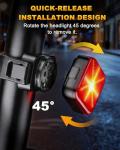 WSDCAM Bike Lights for Night Riding, 5 Modes Bright LED For Cycling Safety, Rechargeable Front and Back Light, IP64 Waterproof Bicycle Rear Light, Bike Headlight and Taillight, Scooter Light Kid Adult