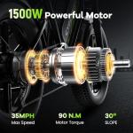 CBVELO Electric Bike for Adults, 1000/1500W, 32MPH, 48V, 20AH, 30AH Battery, Max 60-80 Miles Electric Motorcycle, 20" x 4" Fat Tire Dirt Bike, 7-Speed E-Bike