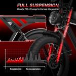 MOVCAN V30 Electric Bike for Adults 1000W(Peak 1500W) Motor,28MPH,70 Miles, 20" Fat Tire Ebike, 48V 15.6Ah Single Battery, with Phone Holder, Electric Motorcycle for Commuting/ Off-roading,Black