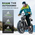 CBVELO Electric Bike for Adults, 1000/1500W, 32MPH, 48V, 20AH, 30AH Battery, Max 60-80 Miles Electric Motorcycle, 20" x 4" Fat Tire Dirt Bike, 7-Speed E-Bike