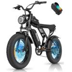 Electric Bike for Adults Q20, 2000/1500W, 37/30MPH,52V 40AH,48V/20AH E-Bike,30-180 Miles Electric Motorcycle, 20" Fat Tire Dirt Bike, UL2849 All Terrain for Mountains, Snow Q20Pro-2000W 52V 40AH