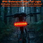 Smart Bike Tail Lights with Turn Light Waterproof IP65 | luz para Bicicleta USB Rechargeable Ultra Bright Safety Warning Anti Theft Alarms Cycling Taillight Bike Taillights