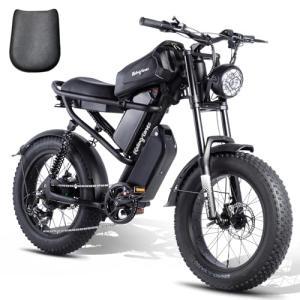 Riding'times 31.2AH Moped Style Ebike for Adults 1500W, Max 31MPH & 70-150 Miles, Long Seat Electric Dirt Bike with 20" Fat Tire, Full Suspension E Bike All Terrain