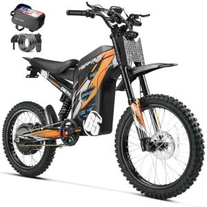 HAPPYRUN G300 Pro 72V Electric Dirt Bike for Adults, 6500W Motor, Max 50 MPH & 70 Mile Range, 30Ah Battery, Hydraulic Brakes, 350 lbs Load Capacity, Off-Road Motorcycle (Orange)