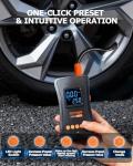 Tire Inflator Portable Air Compressor, 150PSI Dual Power - 4000mAh & 12V DC, Cordless Mini Bike Pump with Digital Dual Values Display/LED Light, tire Air Pump for Car Tires, Bike, Motorcycle, Bicycle