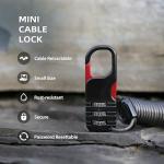 UP Security Small Combination Ski Lock with Retractable Cable (3ft/91cm Wire), Thin Cable Locks with Combination for Travel Luggage, Suitcases, Backpack, Snowboard, Bike, Motorcycle Helmet Anti Theft