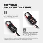 UP Security Small Combination Ski Lock with Retractable Cable (3ft/91cm Wire), Thin Cable Locks with Combination for Travel Luggage, Suitcases, Backpack, Snowboard, Bike, Motorcycle Helmet Anti Theft