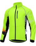 Men's Winter Cycling Jackets Thermal Warm Water Resistant Bike Running Windproof Fleece Cold Weather Mountain Biking Bicycle Riding Gear(Fluorescent Yellow/Black,L)