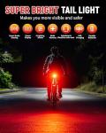 DARKBEAM Bike Tail Light with LED Display Screen, USB-C Rechargeable 6 Light Modes, IP55 Waterproof Bicycle Taillight for Night Riding, Super Bright Rear Bike Light for Road Mountain, Cycling