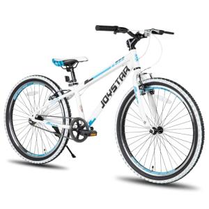 JOYSTAR Lubbock 24 Inch Kids Bike for Boys & Girls Ages 9-12 Years 24" Hardtail Mountain Bike for Kids with Steel Frame and 1-Speed Drivetrain with Kickstand 24 inch Bicycle White