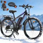 PUJH 1500W Electric Bike for Adults 48V 17.5Ah Battery, 29'' Fast Ebike, Max 34 mph, up to 80 Miles, Front Suspension Class 3, Off Road Commuter Mountain E-Bike PU1 (Purple)
