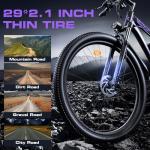 PUJH 1500W Electric Bike for Adults 48V 17.5Ah Battery, 29'' Fast Ebike, Max 34 mph, up to 80 Miles, Front Suspension Class 3, Off Road Commuter Mountain E-Bike PU1 (Purple)