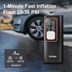 Tire Inflator Portable Air Compressor, 3X Faster 25000mAh 160 PSI Air Pump for Car Tires- Cordless, with Pressure Gauge, LED Light & Digital Display, for Car, Truck, Motor, E-Bike and Bicycle Pro