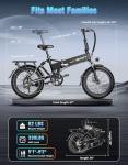 Jasion EB7 2.0 Adult Electric Bicycles 2PCS, 28MPH Folding E-Bike with 1200W Peak Motor, 55Miles Commute Ebikes for Adults 480WH Battery, Shock Absorber, Disc Brake, 20" *3.0 Tires for Beach Snow