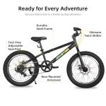 JOYSTAR 20 Inch Moutain Bike for Kids Ages 7-12 Year Old Boys Girls Shimano 7-Speed and Dual Disc Brake 20 Inch Fat Tire Boy Bike Kids' Bicycle Black