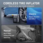 Pumptiva Tire Inflator Portable Air Compressor, 3X Faster Portable Tire Inflator for Car 150PSI Air Pump for Car Tires with LED Light, Auto Shut-Off for Motorcycle, Bicycle, Bike, Ball (Black)