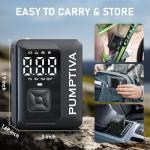 Pumptiva Tire Inflator Portable Air Compressor, 3X Faster Portable Tire Inflator for Car 150PSI Air Pump for Car Tires with LED Light, Auto Shut-Off for Motorcycle, Bicycle, Bike, Ball (Black)