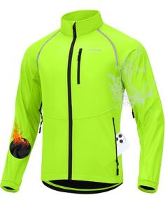 Men's Winter Cycling Jackets Thermal Warm Water Resistant Bike Running Windproof Fleece Cold Weather Mountain Biking Bicycle Riding Gear(Fluorescent Yellow,XL)