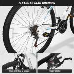 WEIZE Hardtail Mountain Bike, 29 Inch Wheels Outdoor Cycling Bike, 21-Speed Trigger Shifter, Aluminum Frame for Women and Men, Comfort Saddle, MTB Bicycle with Suspension Fork, White