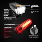 KunHe 4 Pack USB-C Rechargeable Bike Lights Head Lights for Night Riding Men Women & Kids 3 Lights Modes Used as a Safety Indicator Light for Skateboards Strollers and Wheelchairs